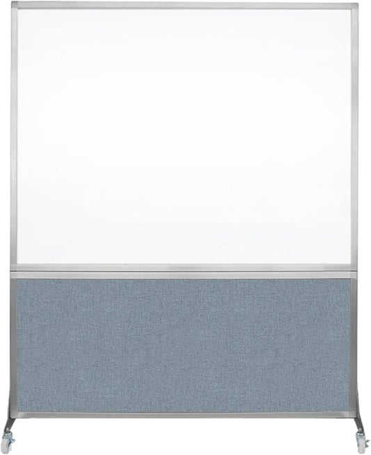 DivideWrite Mobile Whiteboard | Double Sided Dry Erase Board | Portable Office Cubicle Partition | Display for Classrooms, Conference Rooms, Meeting Areas and More | Powder Blue 5' Wide X 6' Tall