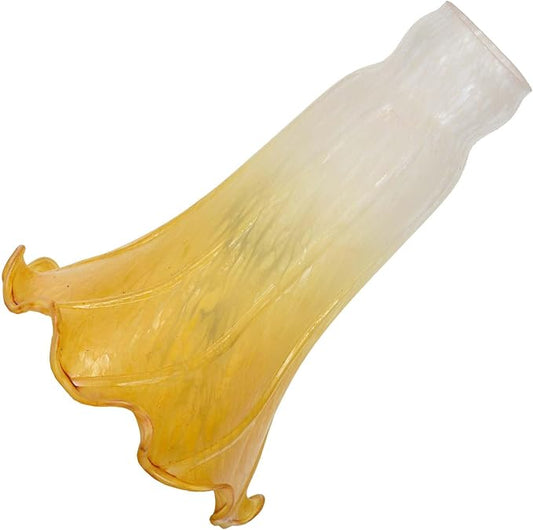 Bieye LS07 Lily Flower Blown Glass Lampshade (White Yellow, Opening I.D. 1.26" x O.D. 1.5")