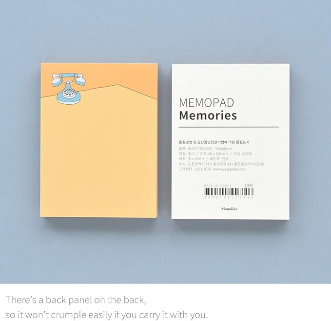Monolike Memopad Memories design A SET - 4 Packs, 4 Different Designs, 100 Sheets Per Pad, Total 400 Sheets, Note pads, Writing pads, 3.15 x 4.17 Inches