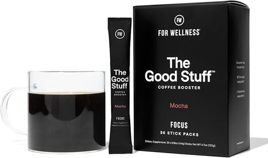 For Wellness The Good Stuff Focus – Mocha Coffee Booster | Nootropic Collagen Creamer with MCTs for Focus, Energy & Wellness | Non-Dairy, Keto-Friendly, 30 Servings