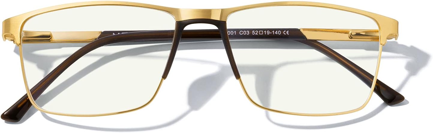 MERRY'S Fashion Blue Light Blocking Glasses - Reading Glasses Metal Frame Spring Hinge Readers for Men Eyeglasses