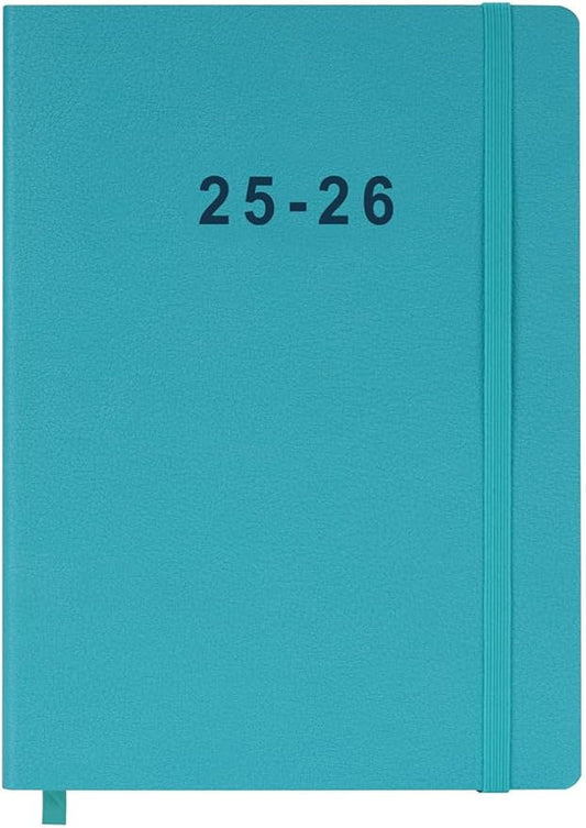 2025-2026 Planner - Weekly and Monthly Planner, Oct 2025 to Dec 2026, Vegan Leather Cover, Elastic Closure, 7”x9.25”, Teal