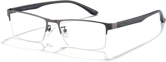 Cyxus Blue Light Glasses for Men Semi Rim Crystal Lens Rimless Glasses UV Blocking Gaming Eyeglasses