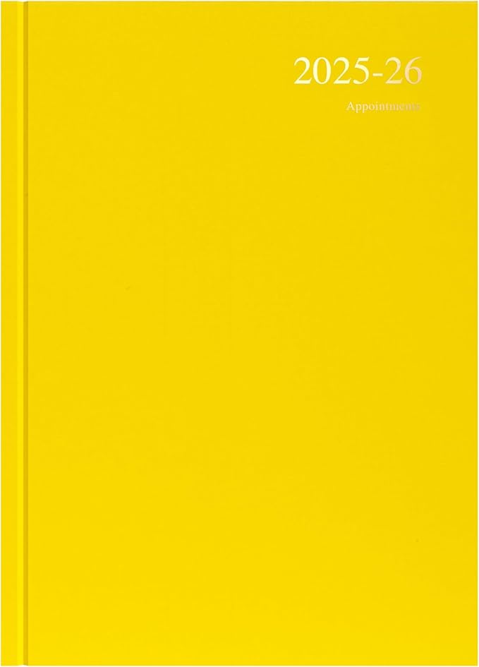 Collins 'Essentials' 12 Month Mid/Academic Year Planner, July 2025-July 2026 - ESSA41M.45-2526- Day-to-Page Appointments Diary, A4 Hard Cover, Yellow