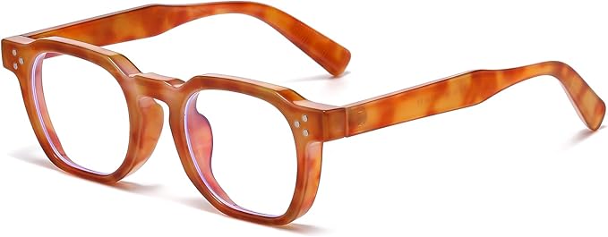 AIEYEZO Retro Blue Light Glasses for Men Women Square Thick Framed Eyeglasses Trendy Vintage Computer Glasses