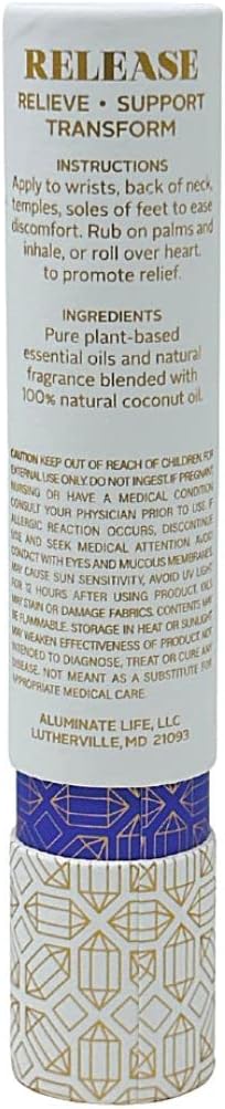 Essential Oil Rollerballs, .34 OZ, Release - Amethyst Crystal Infused - Scent of Lavender, Bergamot, & Frankincense - Aromatherapy Roll On Oils, Skin Care, Massage