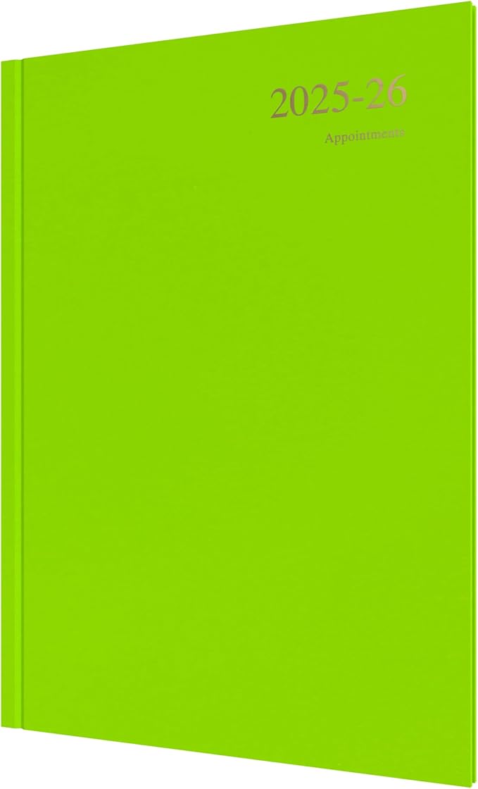 Collins 'Essentials' 12 Month Mid/Academic Year Planner, July 2025-July 2026 - ESSA43M.64-2526 - Week-to-View Appointments Diary, A4 Hard Cover, Lime