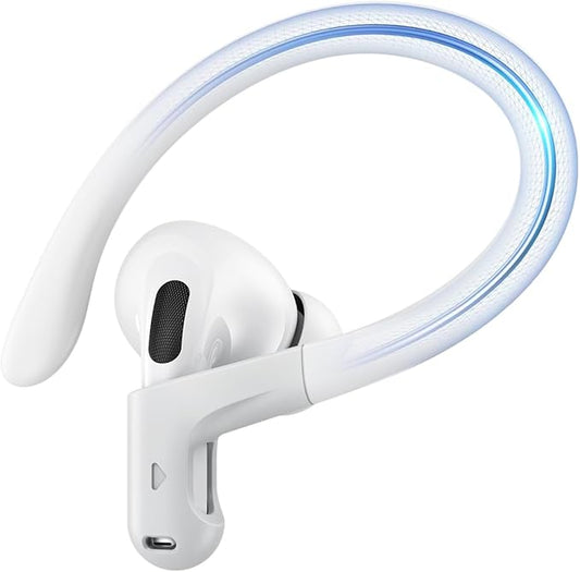Gcioii Memory Titanium Alloy Ear Hooks for AirPods Pro 3, AirPods Pro 2, AirPods Pro & AirPods 3, Anti-Slip Sport Accessories [Added Anti-Lost Lanyard] Comfortable Secure Fit, White