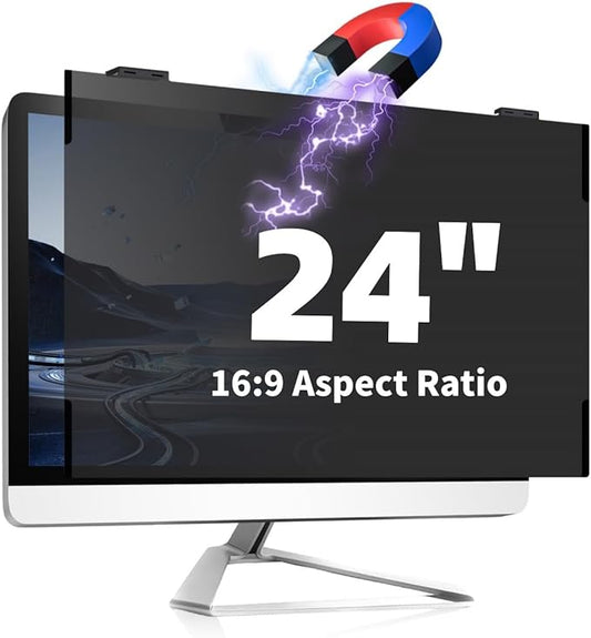 Magnetic Computer Privacy Screen 24 Inch, Removable Hanging Privacy Screen Shield for Frameless Monitor 16:9 Widescreen, Anti Blue Light Privacy Filter, Anti-Glare Protector