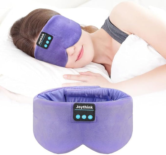 Joythink Sleep Headphones Bluetooth Sleep Mask Silk Headband Earphones Bluetooth Eye Mask for Sleeping On Side Blackout Soft Sleep Earphones Music Kids Children Eye Cover Purple