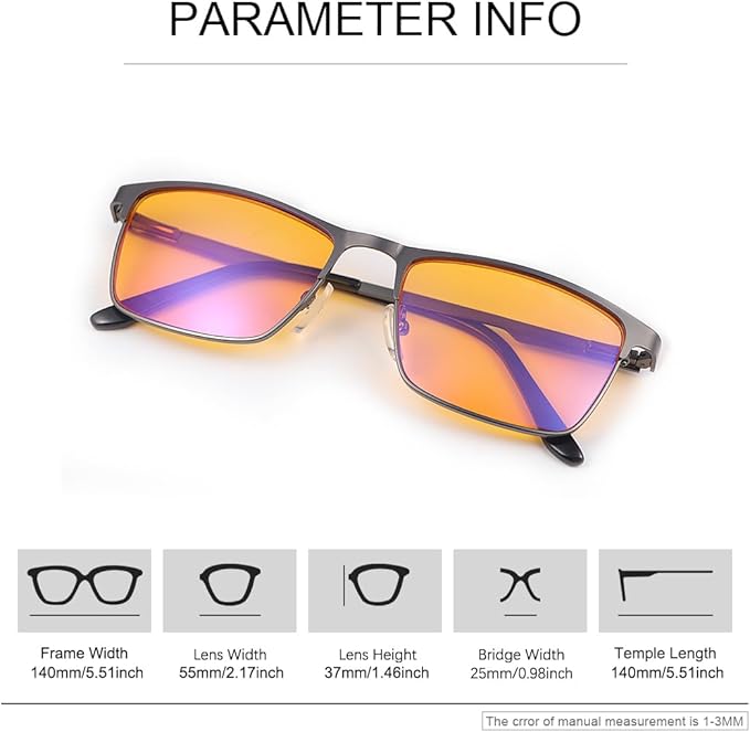 MIRYEA Blue Light Blocking Glasses UV400 Sunglasses Computer Gaming Eyeglasses Eye Protection Metal Eyewear for Men and Women