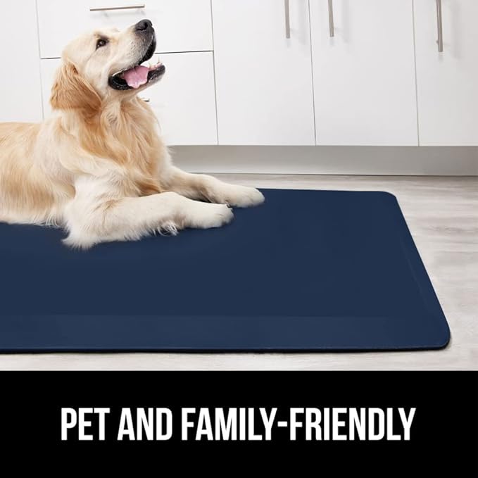 GORILLA GRIP Comfortable Cushioned Kitchen Mats for Floor, 39x20, Waterproof and Stain Resistant Soft Top, 3/4 Inch Thick Ergonomic Standing Desk Anti Fatigue Mat, Foam Supports Ankles and Feet, Navy