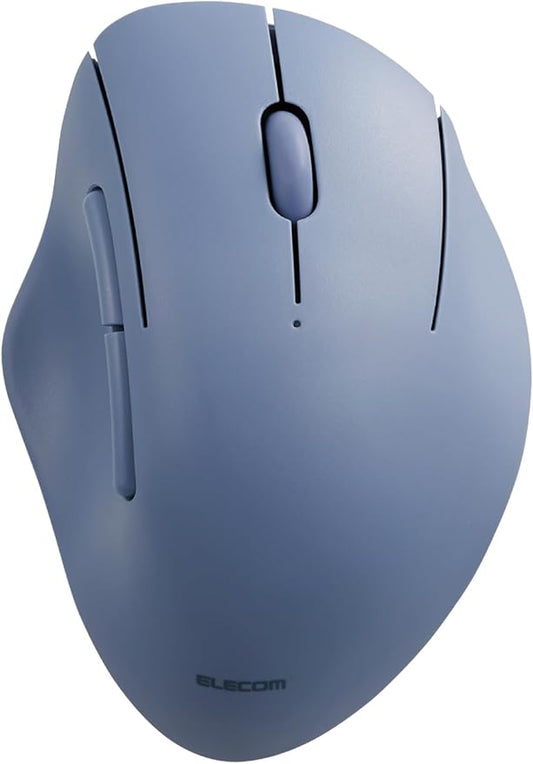 ELECOM Shellpha Bluetooth Wireless Mouse, Silent Click, Ergonomic 5 Programmable Buttons, Connect Up to 3 Devices, 2.4GHz USB Multi-Device Connection, 2000 DPI, PC Laptop Mac Mouse (Navy Blue)