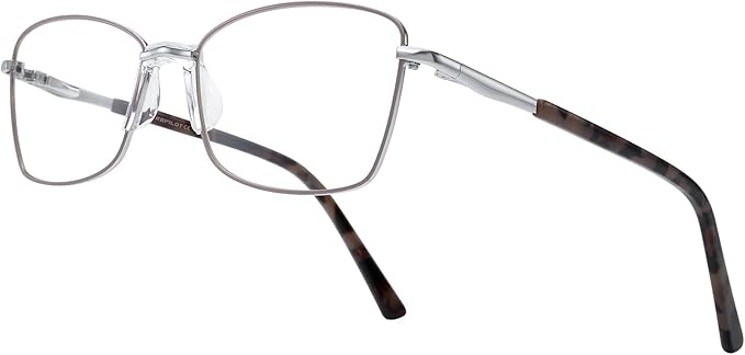 RB. Pilot Reading Glasses Spring Hinge Readers for Women Blue Light Blocking Computer Metal Frame Acetate Legs