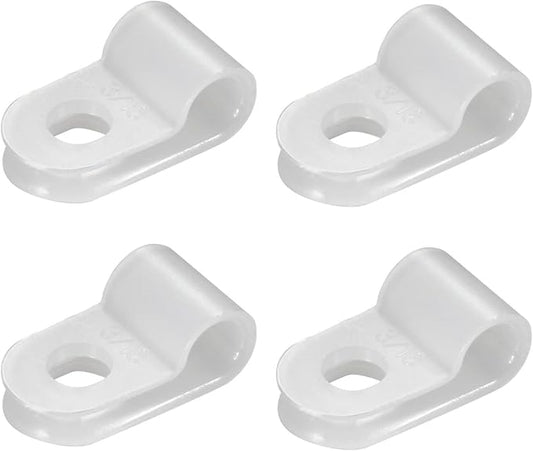 100PCS White Nylon R-Type Cable Clamp 5/8 Inch Cable Organizer Assortment Kit for Wire Management