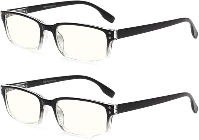 Kerecsen Computer Glasses 2 Pair UV Protection, Anti Blue Rays, Anti Glare and Scratch Resistant Computer Reading Glasses (Clear, 2.50, multiplier_x)