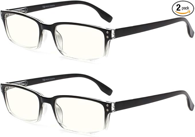 Kerecsen Computer Glasses 2 Pair UV Protection, Anti Blue Rays, Anti Glare and Scratch Resistant Computer Reading Glasses (Clear, 2.75, multiplier_x)