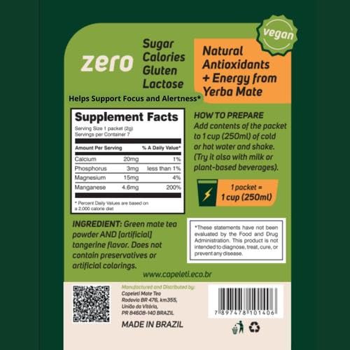 SuperMathe Yerba Mate Powder – 4-Pack (7 Blisters Each, 28 Total) – Single-Serve Blister Packs – Natural & Tangerine Flavors