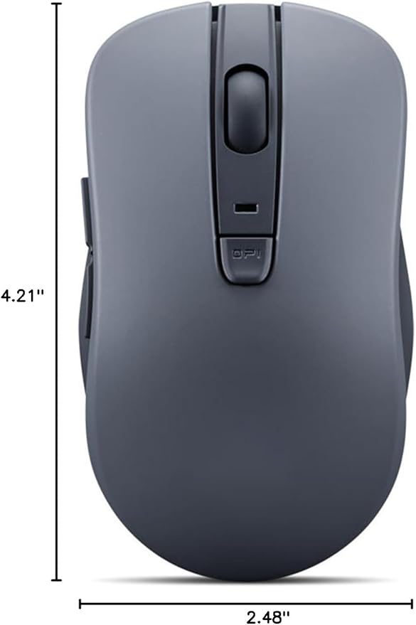 Lenovo Bluetooth Silent Mouse (WL300) - 5 Button Computer Mouse with Silent Left & Right Click – Sculpted Grip, Microsoft Swift Pair, Up to 1600 DPI (Grey)