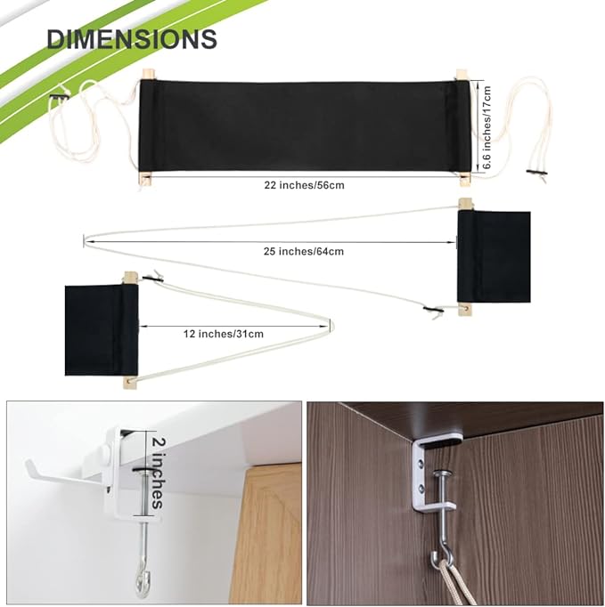 DMcore Canvas Foot Rest Hammock, Adjustable Mini Foot Rest Stand Under Desk Home Office … (Black)