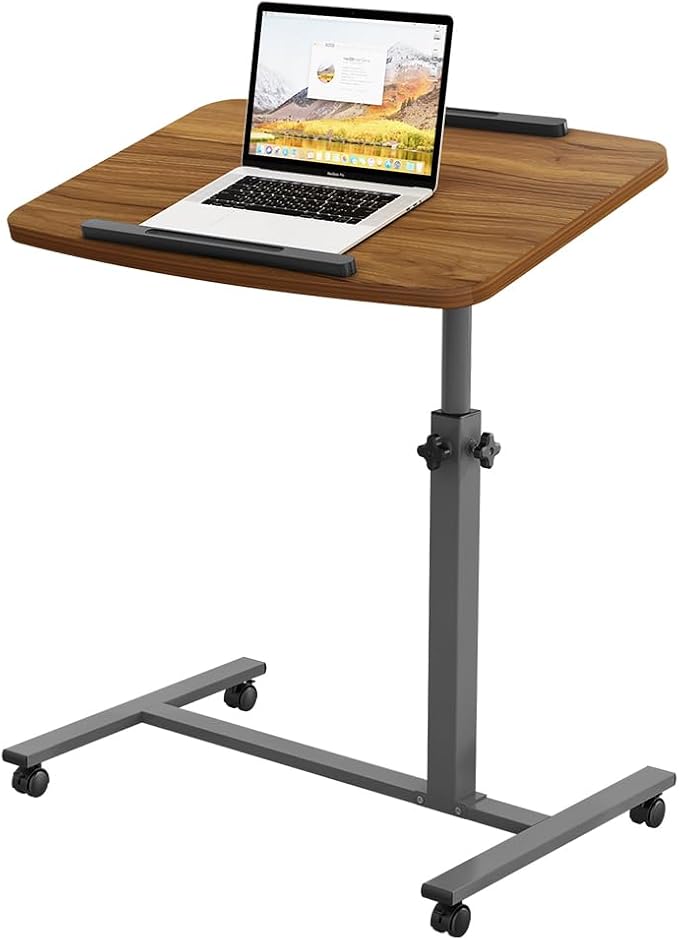 Laptop Table Mobile Adjustable Height Portable Desk Notebook Swivel PC Computer Rolling Desk with Wheels, Laptop Stand for Couch Bedside Hospital Bed Table