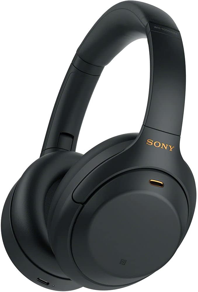 Sony WH-1000XM4 Wireless Noise Canceling Overhead Headphones with Mic for Phone-Call, Voice Control, Black, with USB Wall Adapter and Microfiber Cleaning Cloth - Bundle