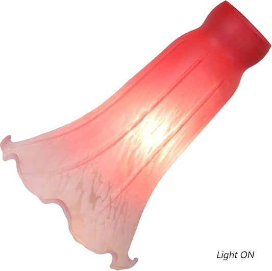 Bieye LS72 Lily Flower Blown Glass Lampshade (Red White, Opening I.D. 1.26" x O.D. 1.5")