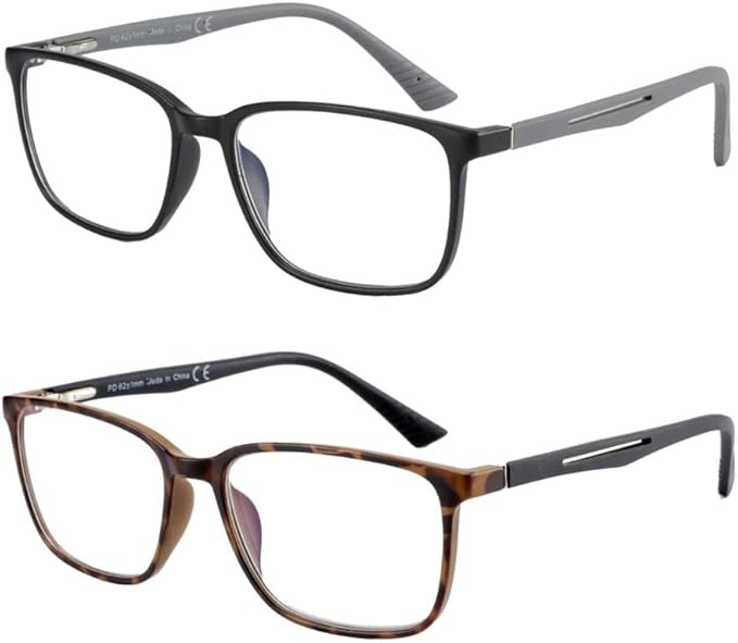 BLUEMOKY Blue Light Reading Glasses for Men，Sport Square Frame Readers, Anti Glare Computer Glasses
