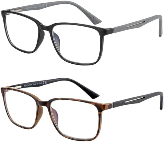BLUEMOKY Blue Light Reading Glasses for Men，Sport Square Frame Readers, Anti Glare Computer Glasses