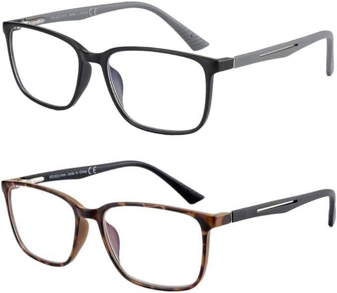 BLUEMOKY Blue Light Reading Glasses for Men，Sport Square Frame Readers, Anti Glare Computer Glasses