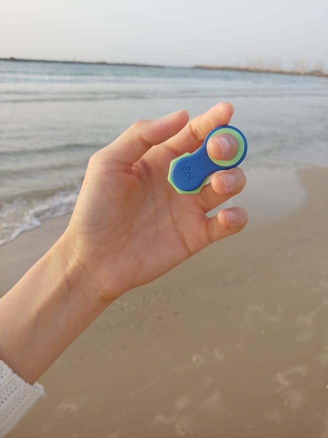 Yogi Fidget Toy – Silent Sensory Spinner for Adults & Kids – Stress Relief Fidgets for ADHD, Anxiety – Fidget Toys for Adults – Includes 5 Finger-Fit Rings – Work, School & Travel – Ocean