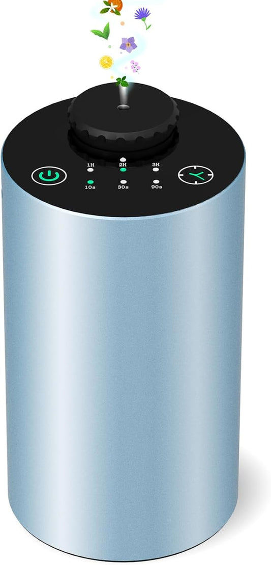 Waterless Essential Oil Diffuser Battery Operated Cordless Aromatherapy Diffuser with Timing & 3 Mist Levels car Diffuser， Aluminum Alloy