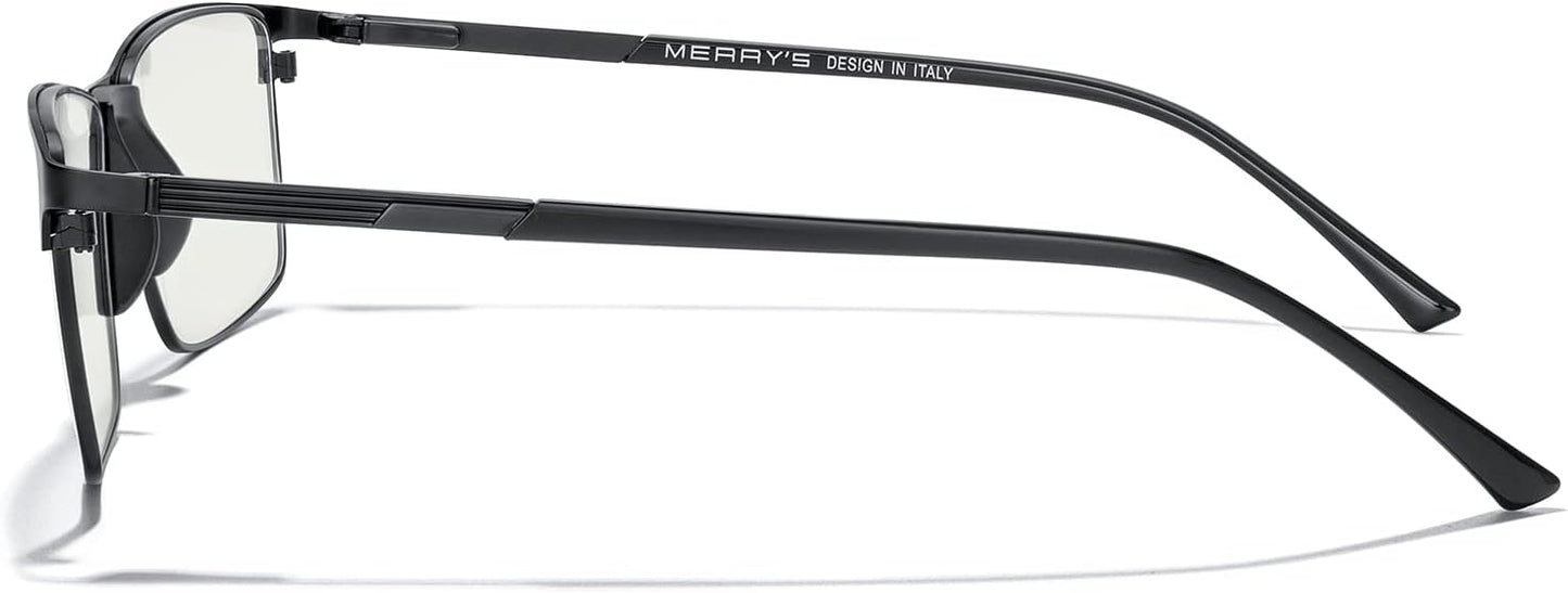 MERRY'S Fashion Blue Light Blocking Glasses - Reading Glasses Metal Frame Spring Hinge Readers for Men Eyeglasses