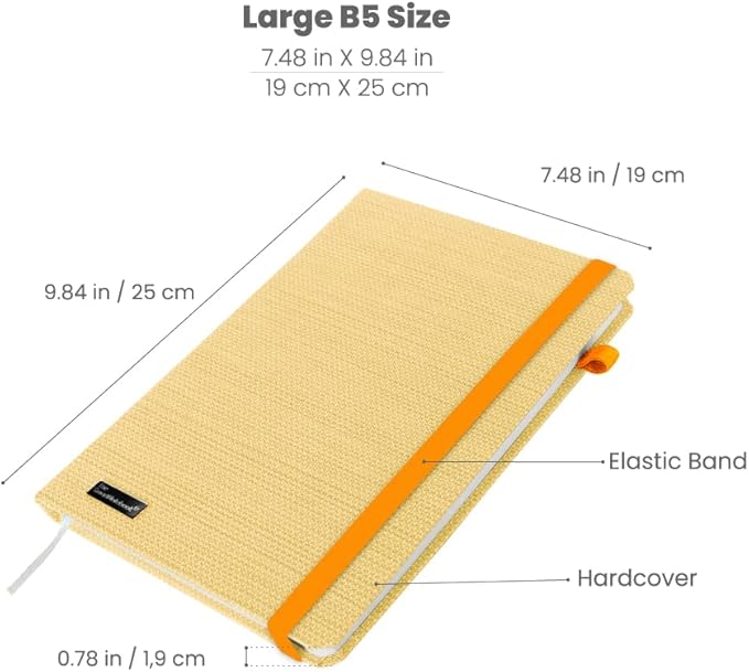 Executive Dotted Luxury Hard Cover | 190 Pages | 100g | Eco-Friendly Smart Note-Taking | Free App for Digital Note-Taking and Organization | Yellow