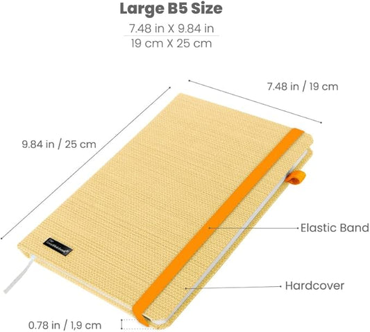 Executive Dotted Luxury Hard Cover | 190 Pages | 100g | Eco-Friendly Smart Note-Taking | Free App for Digital Note-Taking and Organization | Yellow