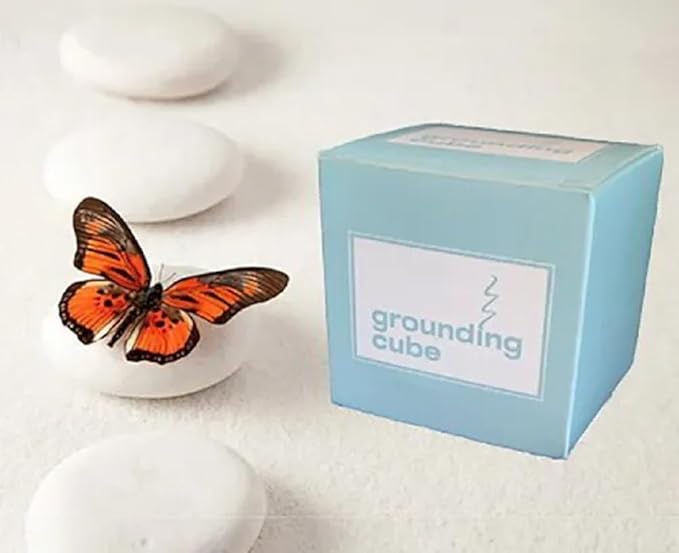 Mindfulness Grounding Cube for Anxiety Relief | Visual Meditation Fidget Toy for Adults & Teens | 9 Stress Relief Techniques for Emotional Support, Balance, Focus & Dissociation