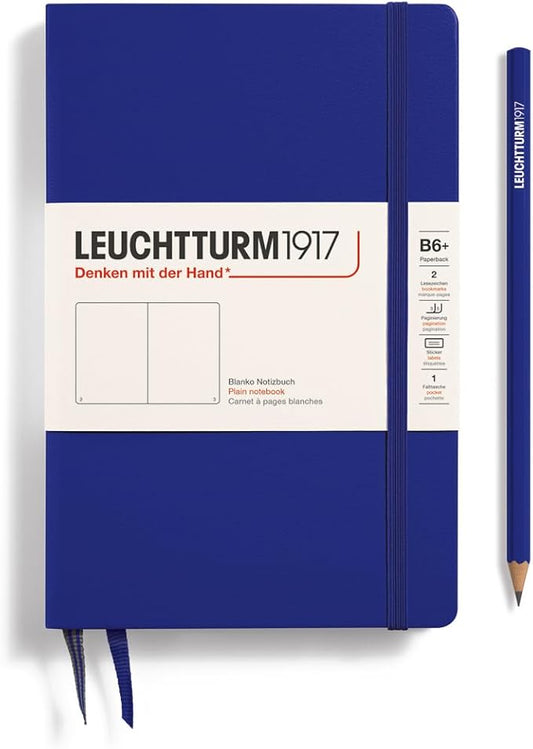 LEUCHTTURM1917 - Notebook Hardcover Paperback B6+ - 219 Numbered Pages for Writing and Journaling (Ink, Plain)