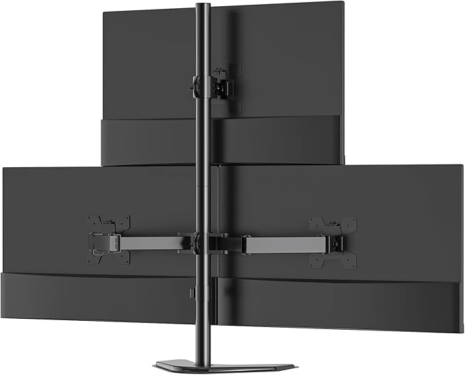 WALI Triple Monitor Stand, Free Standing Three Monitor Desk Mount Fully Adjustable, Fits 3 Screens up to 27 inch, 22 lbs Weight Capacity per Arm (MF003S), Black