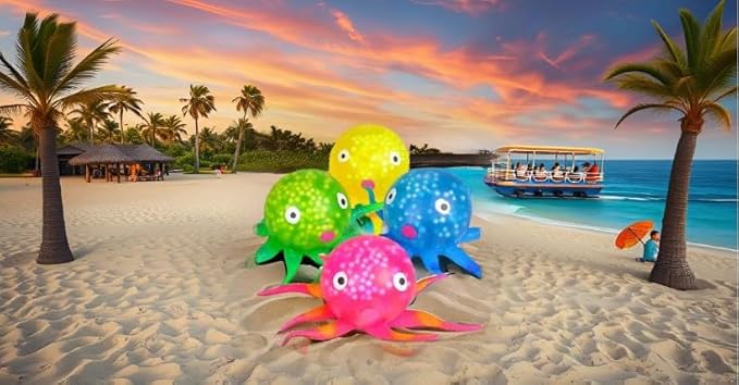 ArtCreativity Squeeze Jelly Octopus, Set of 4, Stress Relief Toys for Kids and Adults, Underwater Party Supplies, Fun Aquatic Birthday Party Favors, Relaxing Sensory Toys for Autism, 4 Colors