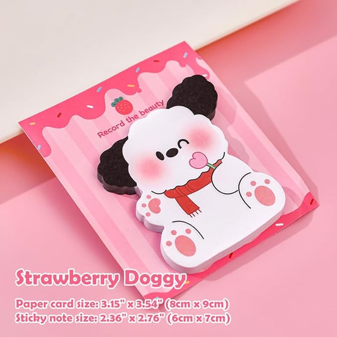 4 Cute Reusable Funny to Do List Dog Stick Post Note Pads Bread Dog, Coffee Dog, Candy Dog, Strawberry Dog, 30 Sheets/Pad, for Office Home School