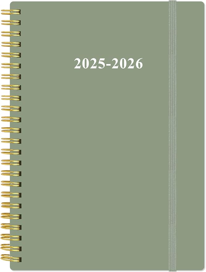 2025-2026 Planner - 18 Months Weekly & Monthly Planner from July 2025 - December 2026, Spiral Planner 2025-2026 with Elastic Closure, Inner Pocket, Medium 5.8" x 8.3", Green