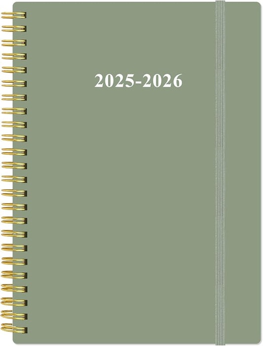 2025-2026 Planner - 18 Months Weekly & Monthly Planner from July 2025 - December 2026, Spiral Planner 2025-2026 with Elastic Closure, Inner Pocket, Medium 5.8" x 8.3", Green