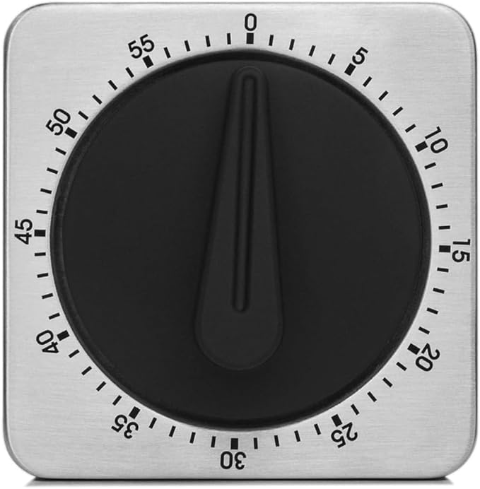 Searon Kitchen Countdown Timer Magnetic 60 Minute Wind Up Mechanical Timer Stainless Steel for Home Baking Cooking Oven (Gray Color)
