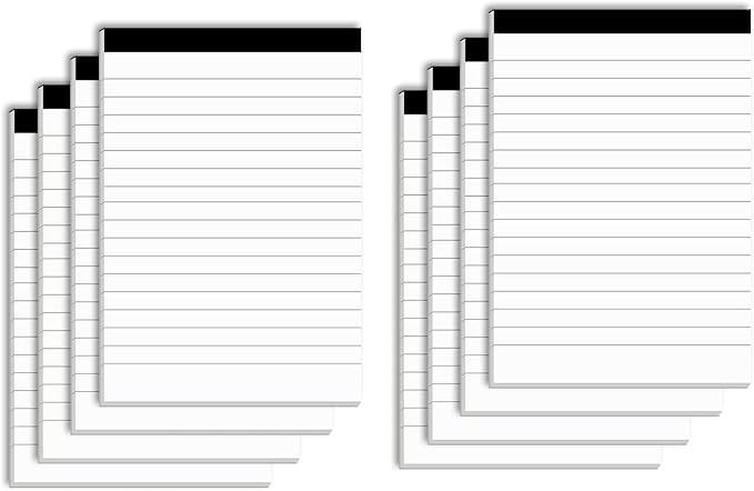 Notepad for Daily Planning and Organization of Work – 4 x 6-inches Lined Paper – Thick Bright White Paper – 30 Pages – Note Pads Ruled Pages – Pack of 8