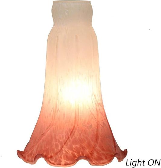 Bieye LS06 Lily Flower Blown Glass Lampshade (White Light Red, Opening I.D. 1.26" x O.D. 1.5")