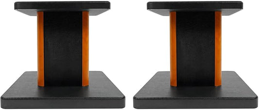 Rockville Pair RHT8C 8" Desktop Speaker Stands, 66 lbs. Capacity, Wood Finish, Resonance-Free, Cable Management, Isolation Pads, for Bookshelf/Studio Monitors