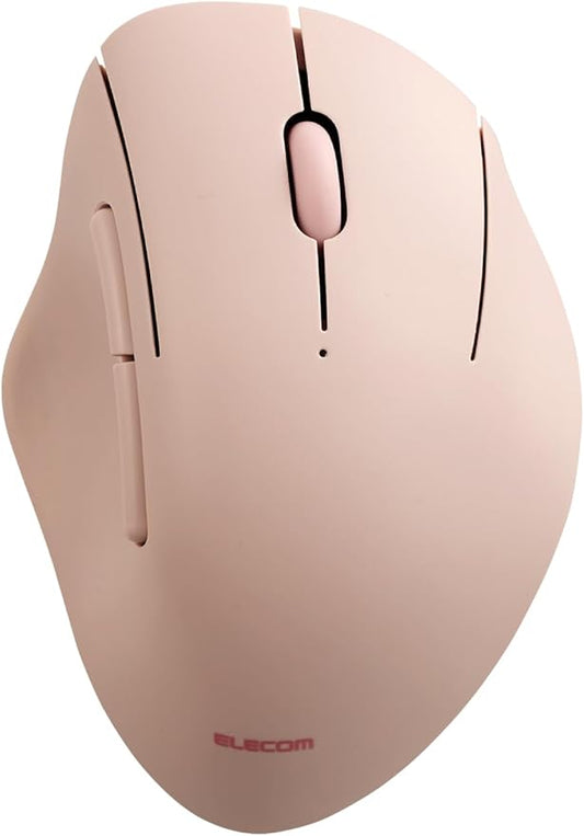 ELECOM Shellpha Bluetooth Wireless Mouse, Silent Click, Ergonomic 5 Programmable Buttons, Connect Up to 3 Devices, 2.4GHz USB Multi-Device Connection, 2000 DPI, PC Laptop Mac Mouse (Pink)