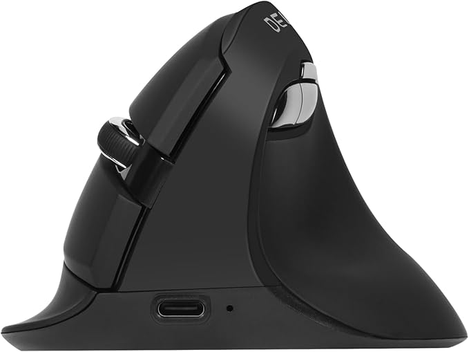 DeLUX Wireless Vertical Mouse, Small Rechargeable Silent Ergonomic Mouse with BT 5.2 and USB Receiver, 6 Buttons and 4000 DPI, for Carpal Tunnel (M618mini-Black)