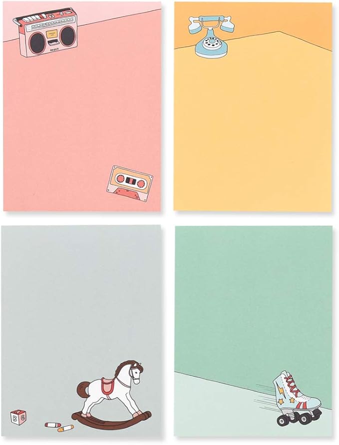 Monolike Memopad Memories design A SET - 4 Packs, 4 Different Designs, 100 Sheets Per Pad, Total 400 Sheets, Note pads, Writing pads, 3.15 x 4.17 Inches