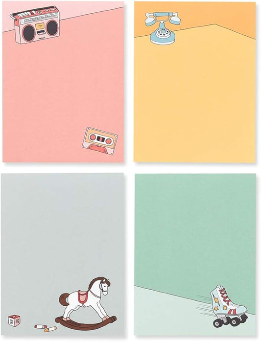 Monolike Memopad Memories design A SET - 4 Packs, 4 Different Designs, 100 Sheets Per Pad, Total 400 Sheets, Note pads, Writing pads, 3.15 x 4.17 Inches